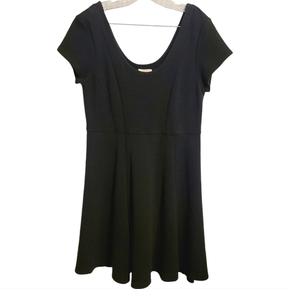Anthropologie Maeve | Women's Black Nova Knit Fit & Flare Dress (Size Large) - Picture 1 of 15
